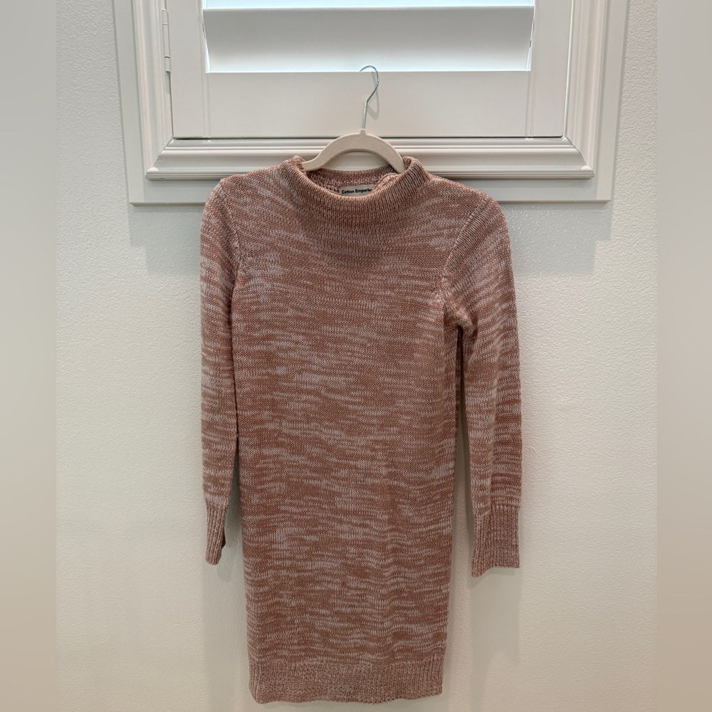 Cotton Emporium Long Sleeve Knit Dress - Pink and Cream